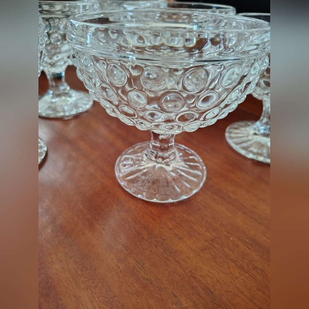 L. E. Smith Company Hobnail Ice Cream/ Sherbet Clear Glass Bowl Vintage